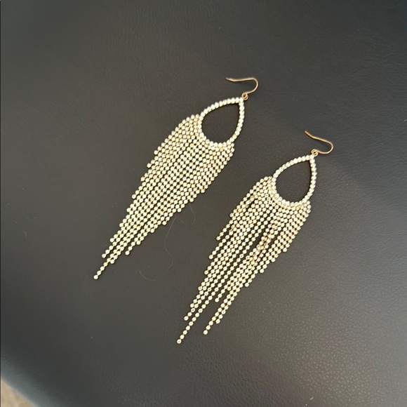 Elegant Gold Beaded Dangle Earrings - Picture 6 of 10